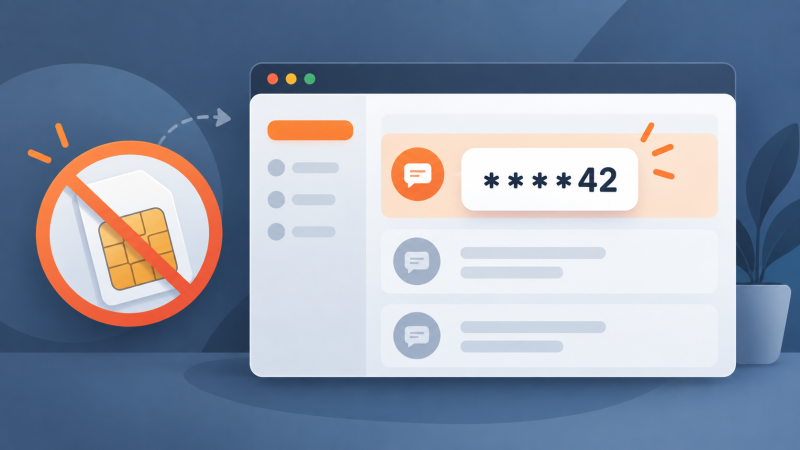 Receiving an SMS verification code online in a browser dashboard without a SIM card